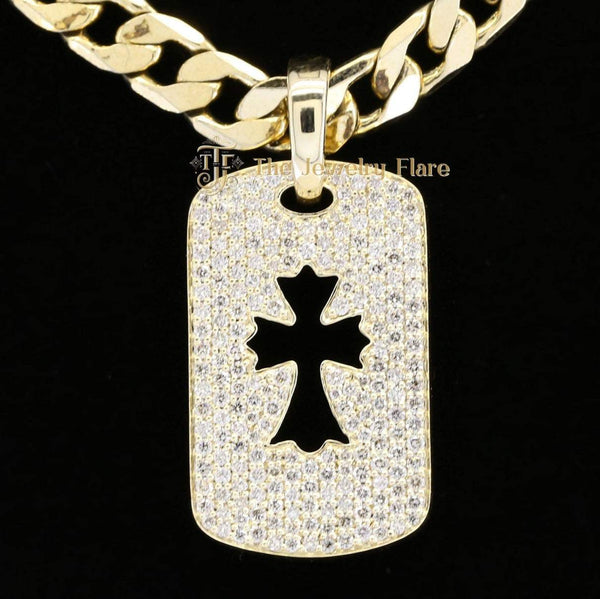 Iced Out Cross Dog Tag Pendant First