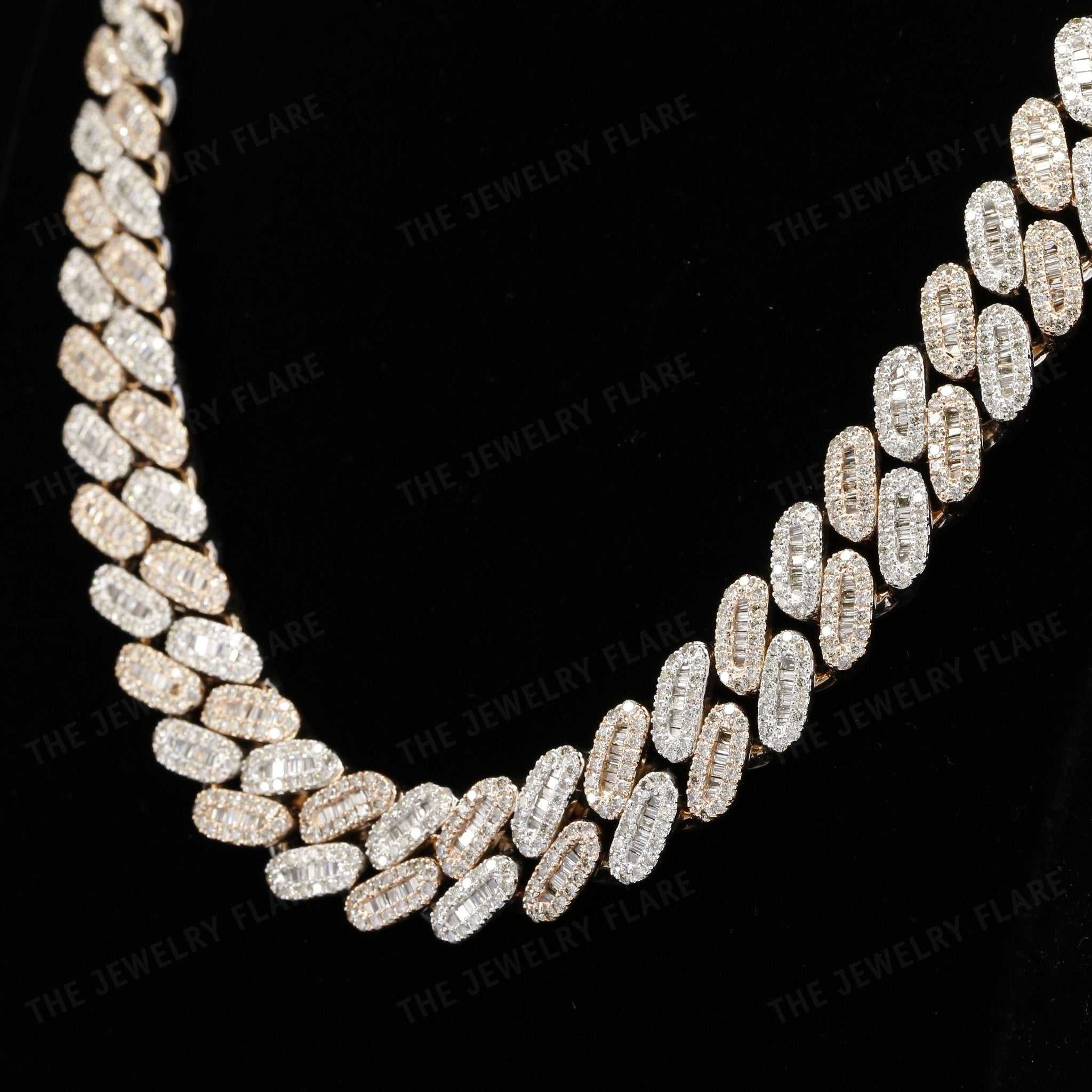 Baguette And Round Cut Moissanite Cuban Link Chain Seven