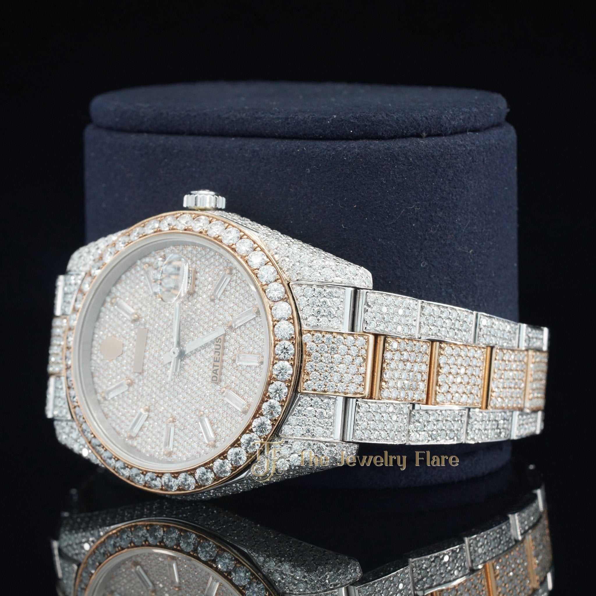 Iced Out Fully Automatic Moissanite Wrist Watch Nine