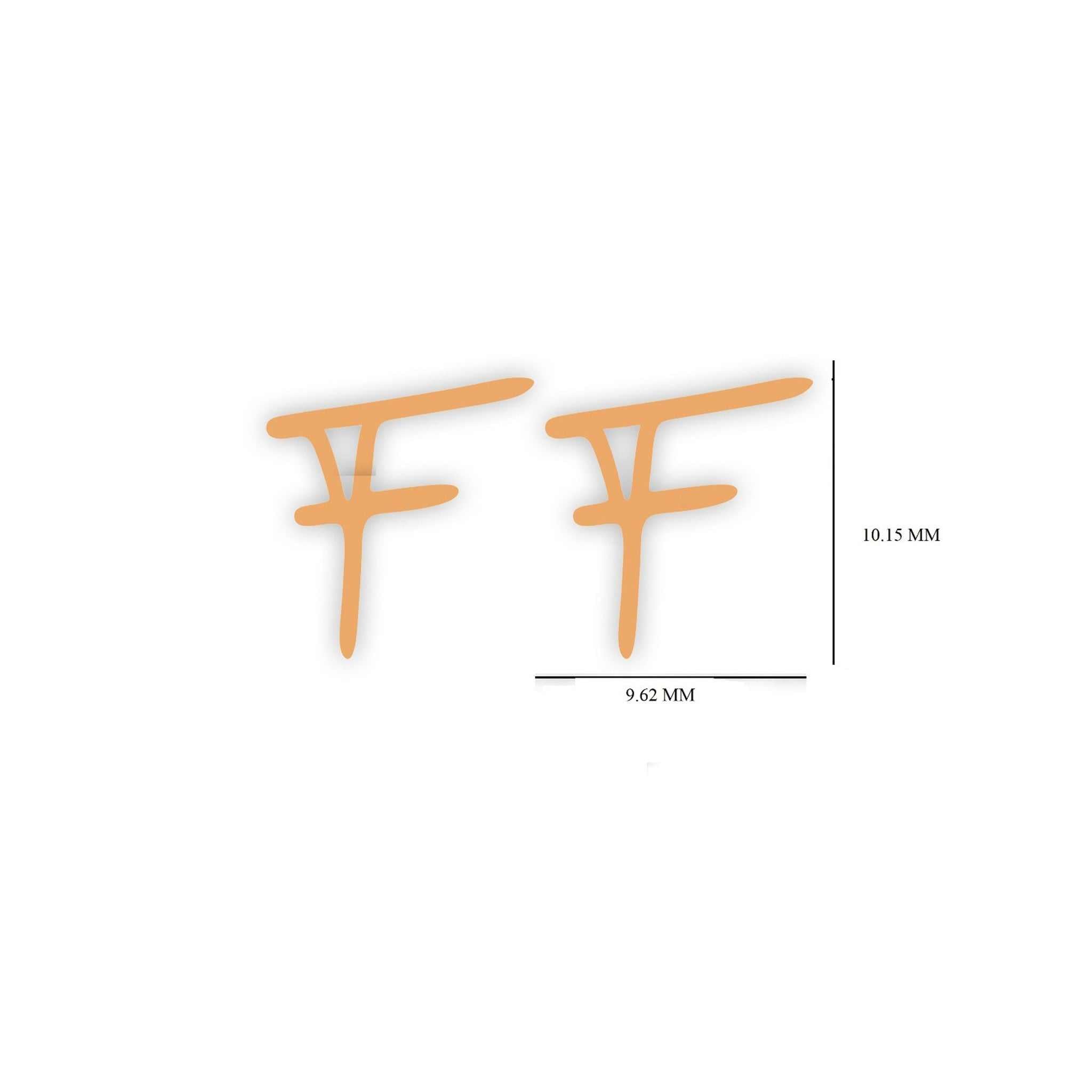 F Initial Screw Back Stud Earrings in Plain Gold for Kids Forth