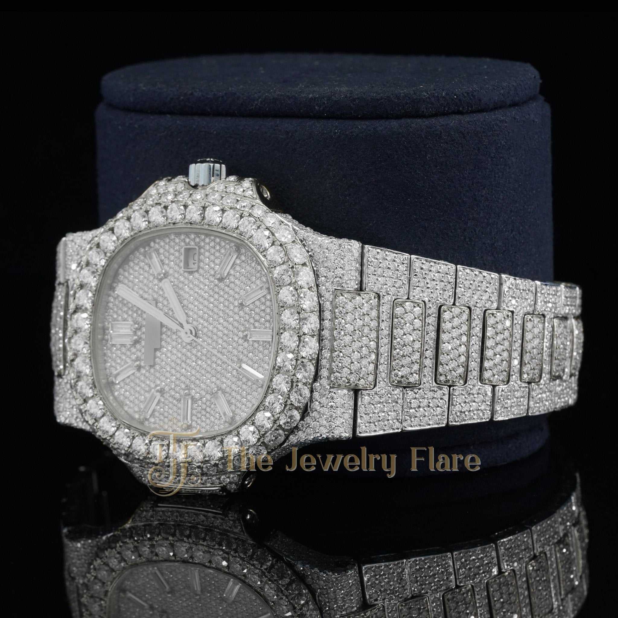 Two Tone Iced Out Automatic Moissanite Watch Six