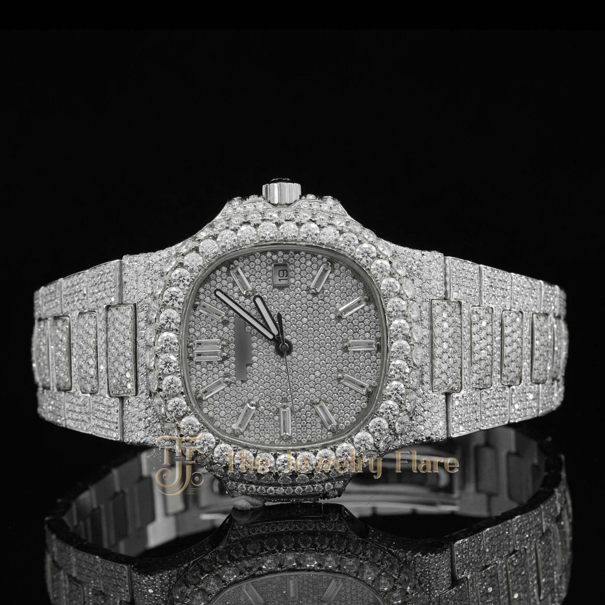 Two Tone Iced Out Automatic Moissanite Watch Seven