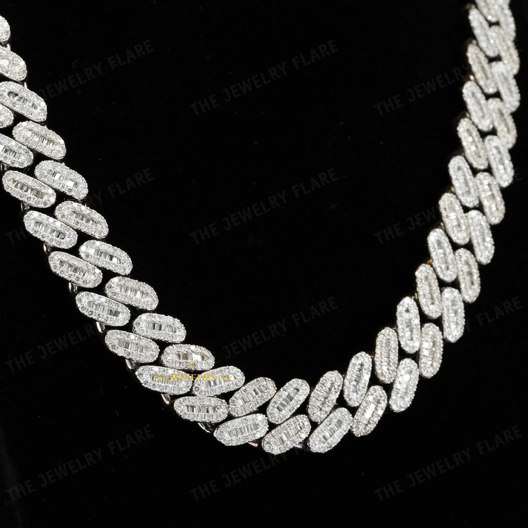 Baguette And Round Cut Moissanite Cuban Link Chain Eight