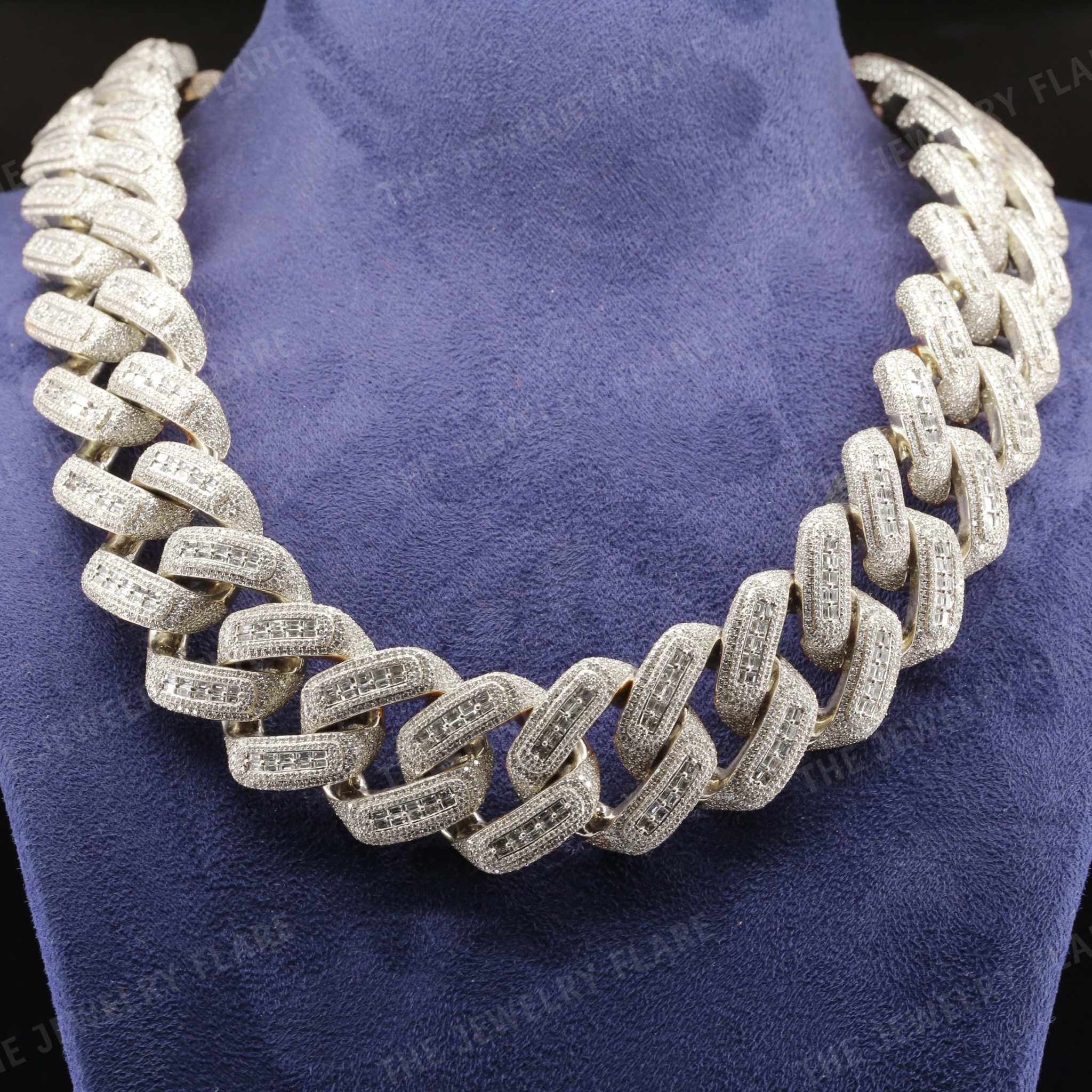 Round And Baguette Cut Moissanite Miami Iced Out Cuban Link Chain First