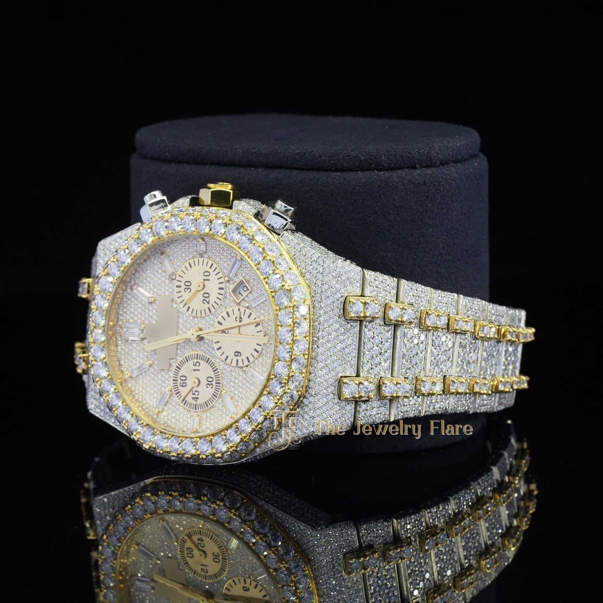 Automatic Movement Iced Out Diamond Moissanite Watch Forth