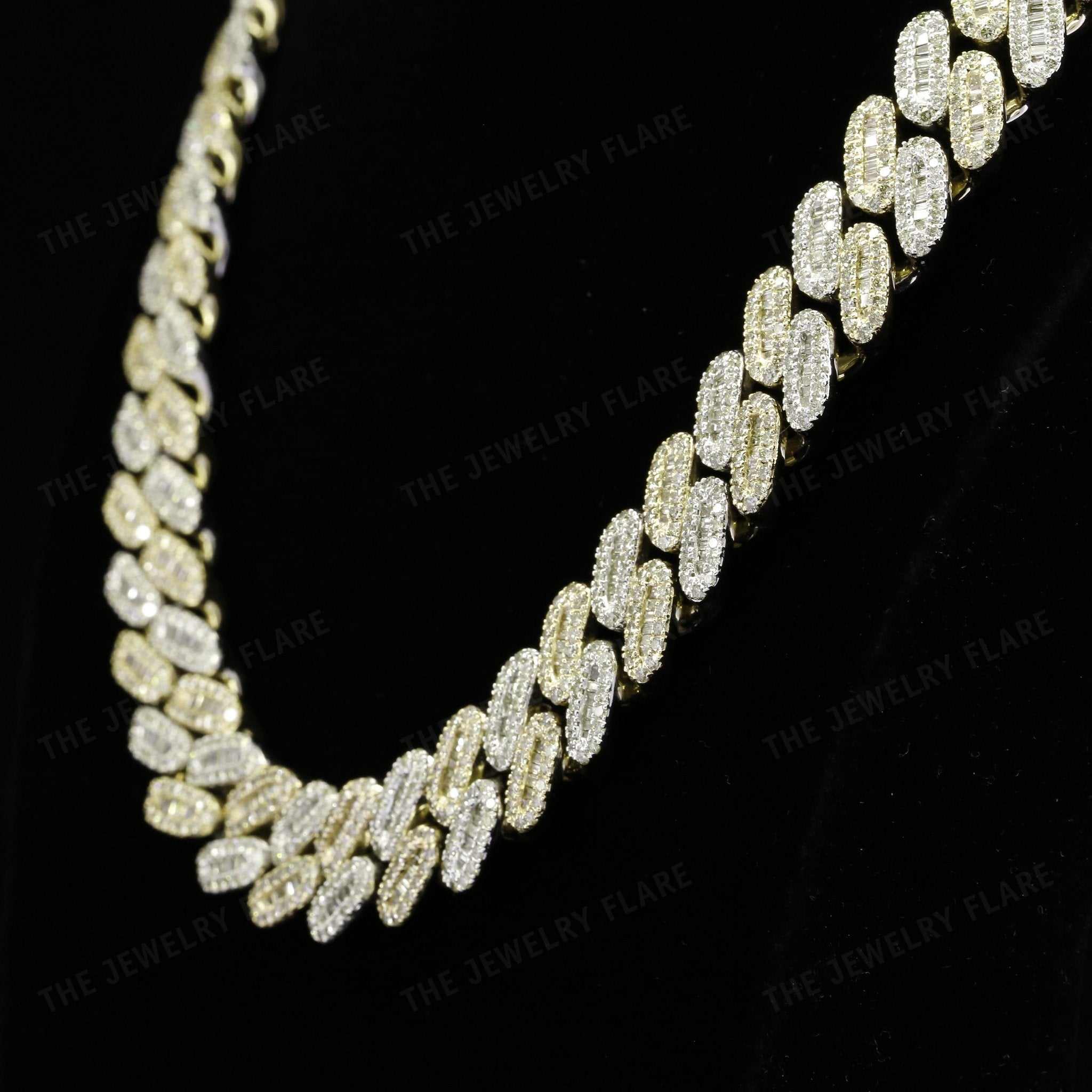 Baguette And Round Cut Moissanite Cuban Link Chain Fifth