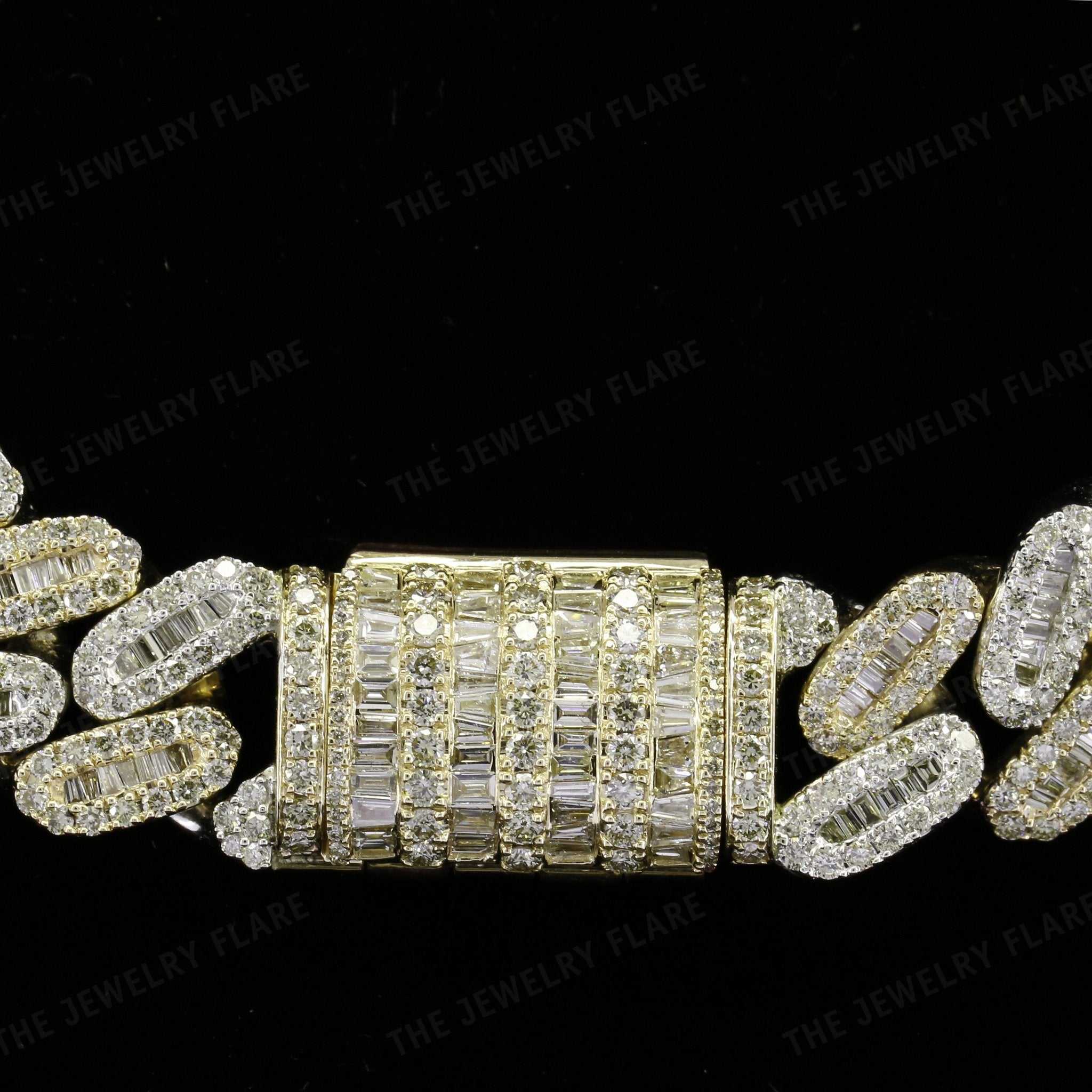 Baguette And Round Cut Moissanite Cuban Link Chain Six