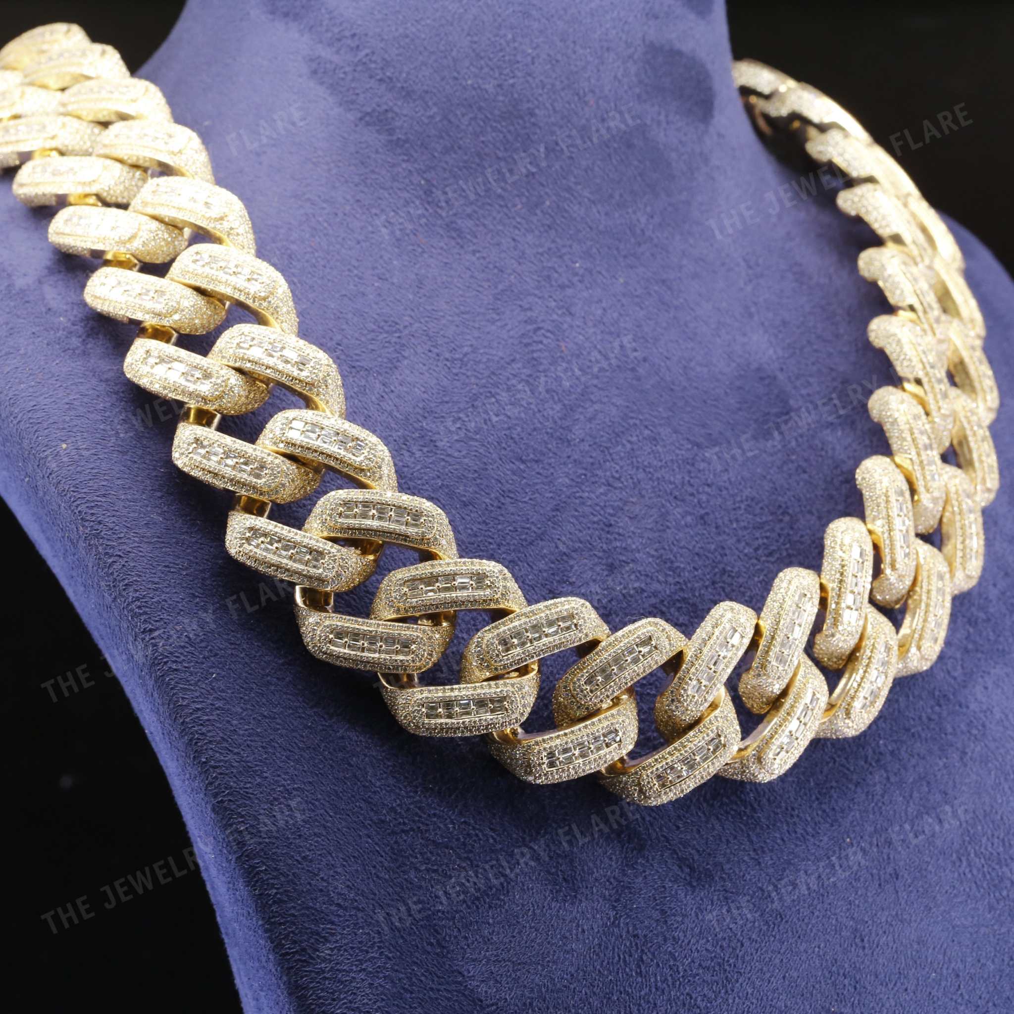 Round And Baguette Cut Moissanite Miami Iced Out Cuban Link Chain Third